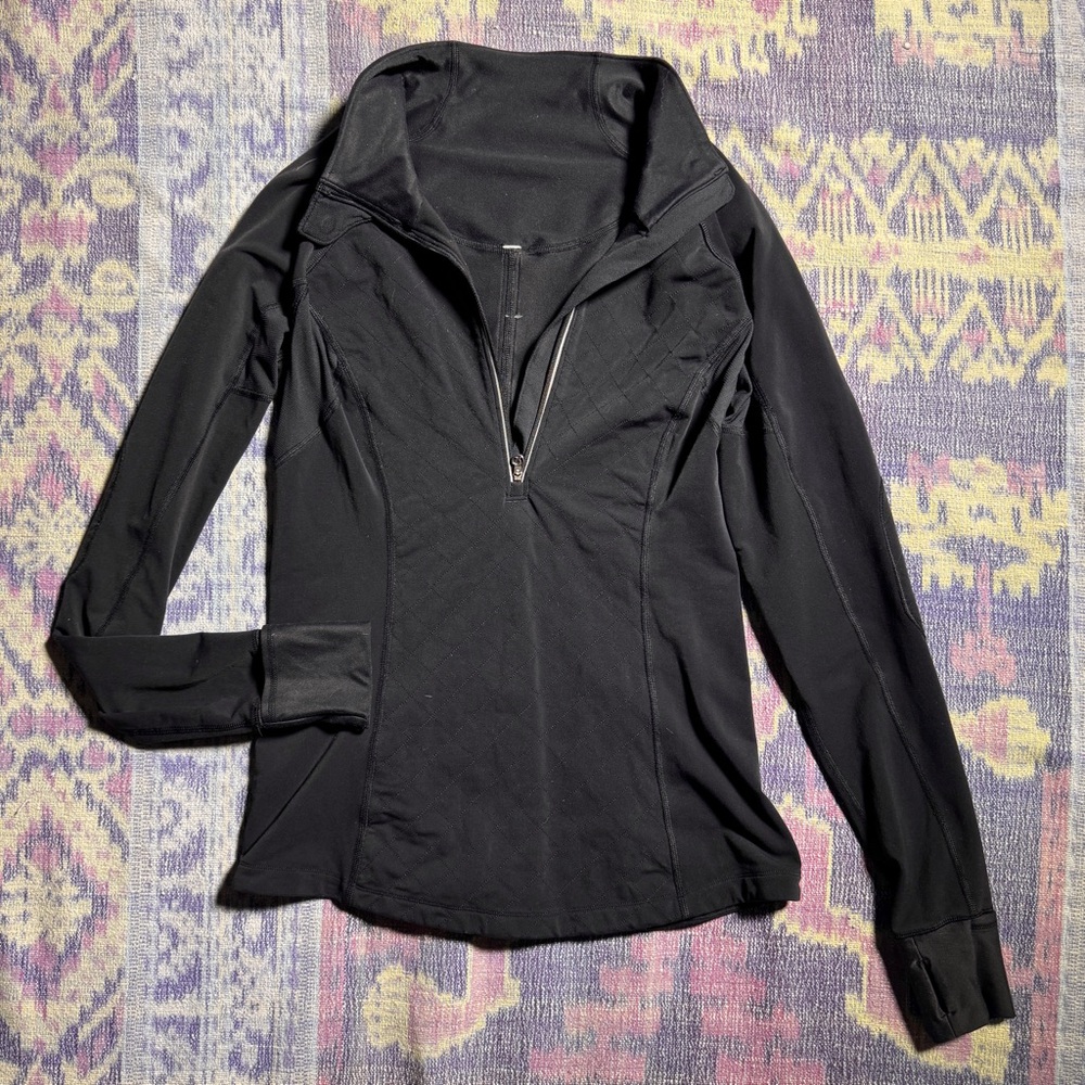 Lululemon Womens Half Zip Running Jacket Long Sleeve Mock Neck Pullover in Black